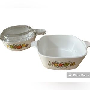Vintage Corning Ware Bowl Petite Pan Le Persil and Spice of Life W/ Lid 3 Piece